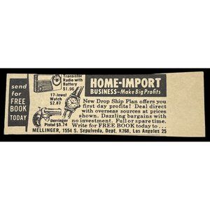 Mellinger Home Import Business Mini Print Ad Vintage 1963 Los Angeles CA